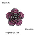 Pavé Rose Flower Brooch in Green and Purple Lapel Pin view 7
