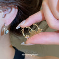Crystal Wing and Star Hoop Earrings in Two Metal Tones view 2