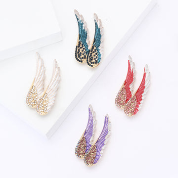 Crystal Angel Wing Brooch in Four Enamel Color Styles