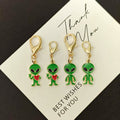 Green Enamel Alien Keychains Gold Lobster Clasp Four Styles view 1