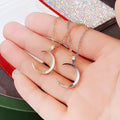 Open Crescent Pendant Necklace in Gold and Silver Tone Options view 4