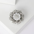 Pearl Center Floral Wreath Brooch in Silver or Gold Tone view 2