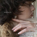 Polished Silver Chunky C Shape Open Hoop Stud Earrings view 1