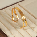 Open Cuff Bangle Double Band Beaded Edge Titanium Steel view 2