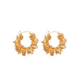 Pair of Metal Tone Gold Tone Crystal Wreath Hoop Earrings view 5