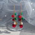 Christmas Bell Bead and Chain Tassel Hook Earrings view 6