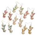 Gold Triple Butterfly Pressed Flower Resin Earrings 6 Colors view 5