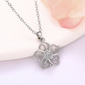 Silver Five Petal Flower Clear CZ Pendant Necklace view 2
