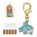 Teal Cartoon Shark Enamel Keychain Gold Lobster Clasp view 1