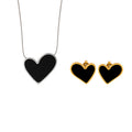 Black Heart Pendant Necklace Fine Steel Snake Chain view 5