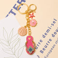 Rhinestone Flip Flop Beach Keychain Shell Starfish Charms view 2