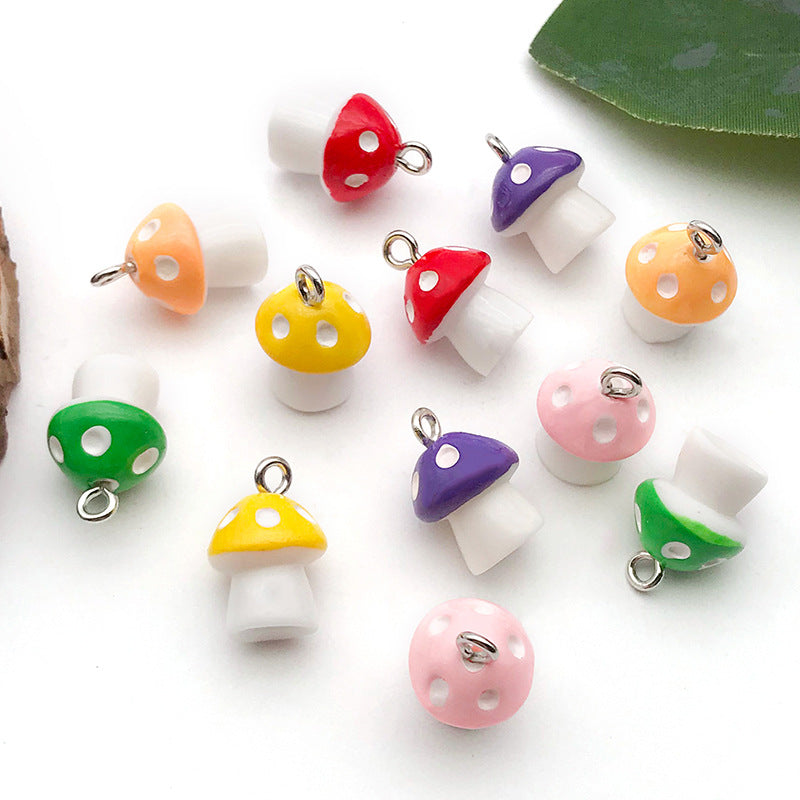 Colorful Resin 3D Mushroom Charm Pendant for DIY Keychain Bracelet Jewelry Accessories