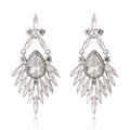 Blue Silver Tone Blue Marquise Feather Tassel Crystal Four Designs Metal Dangle Earrings view 6