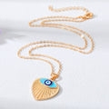 Gold and Silver Tone Fan Heart and Burst Evil Eye Necklaces view 2