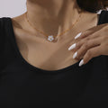 Gold Satellite Chain Shell Flower Pendant Necklace view 3