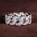 Silver Cuban Link Pavé Chain Finger Ring Sizes 6-10 view 3