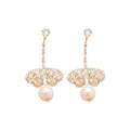 Champagne Crystal Butterfly and Faux Pearl Drop Stud Earrings view 5