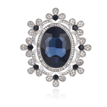 Flower Crystal Two Designs Metal Brooch Pin 5 x 4.3 cm