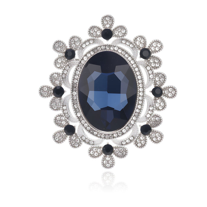 Flower Crystal Two Designs Metal Brooch Pin 5 x 4.3 cm