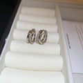 Silver Layered Oval Crystal Geometric Huggie Earrings view 6