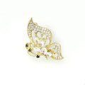 Crystal Wing Butterfly Brooch in Gold Tone with Black Eye Accents view 4