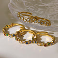 Open Band Bezel Zircon Rings Gold Steel White Multicolor Size 7 view 3