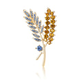 Two Tone Crystal Wheat Leaf Brooch in Seven Colorways view 5