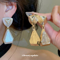 Geometric Faceted Dangle Stud Earrings in Two Styles view 2