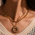 Rhinestone Donut Pendant Necklace Earring Chain Jewelry Set view 2
