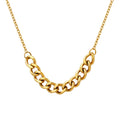 Thick Cuban Center Link Necklace Thin Chain Gold Steel Tone view 5