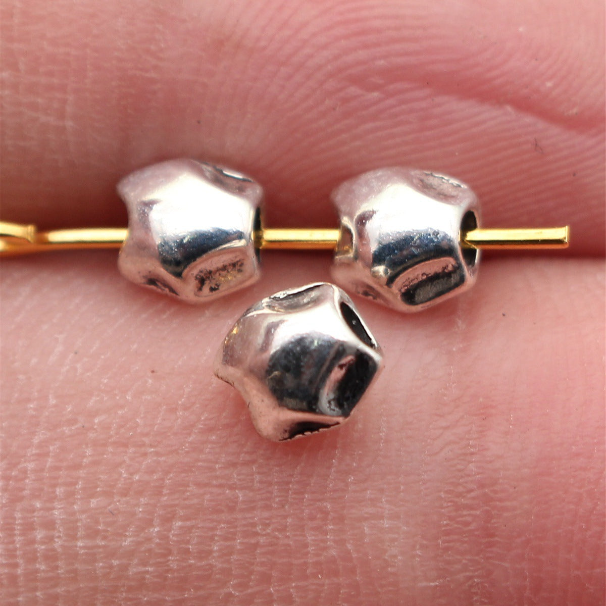 5.6x5.3x4.4mm 0.31g Antique Silver Zinc Alloy Hammered Irregular Loose Metal Beads for Jewelry Making