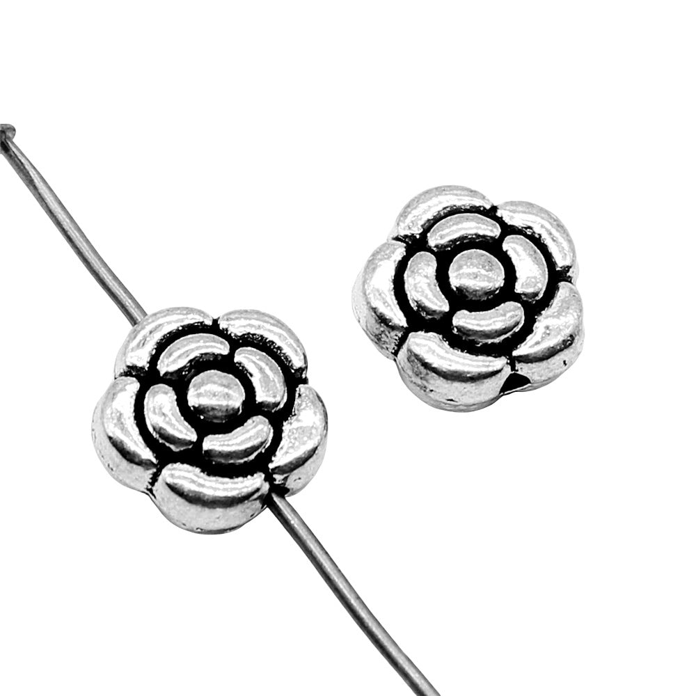 10mm 1.4g Antique Silver Zinc Alloy Round Large Hole Loose Metal Beads for Bracelet Making