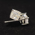 Cushion Cut Clear Stud Earrings Silver Tone Four Prong view 2