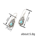 Turquoise Color Teardrop Earrings in Antique Silver-Tone view 4