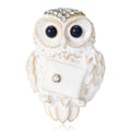 Envelope Holding Owl Brooch in Black or White Enamel view 2