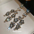 Gray Crystal Branch Chandelier Earrings With Floral Drops view 4