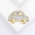 Crystal Pave Mini Car Brooch Gold Silver Rhinestone Pin view 3