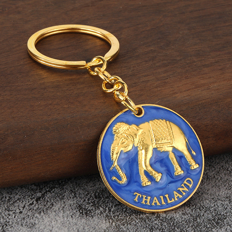 3D Elephant Enamel Metal Keychain for Car Keys and Bag Pendant