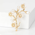 Faux Pearl Blossom Branch Brooch in Gold or Silver Tone view 4