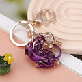 Jeweled Pixiu Keychains in Red Gold and Purple with Fortune Loops view 9