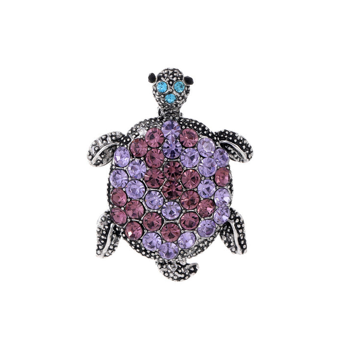 Pink Silver Tone Sea Turtle Four Designs Metal Brooch Pin