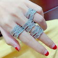 Crossed Multi-Rail Baguette Extra-Wide Ring In Silver Tone view 3