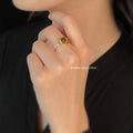 Gold Tone Tiger Eye Oval Center Double Band Ring For Women view 2
