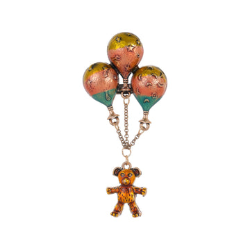 Red Gold Tone Air Balloon Metal Brooch Pin for Jackets and Lapels