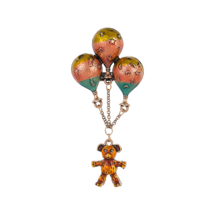 Red Gold Tone Air Balloon Metal Brooch Pin for Jackets and Lapels