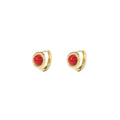 Seven Vintage Round Cabochon Gold Tone Huggie Earrings view 5