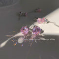 Silver Tone Pink Round Faceted Stone Stud Earrings In Six Sizes view 4