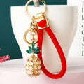 Jeweled Pineapple Keychains with Braided and Bare Wrist Loop Options view 2