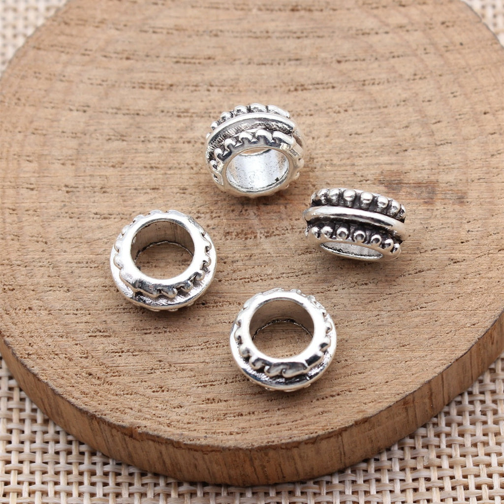 11x11x6.2mm 1.55g Antique Silver Zinc Alloy Large Hole Spacer Beads for DIY Bracelet Necklace Jewelry