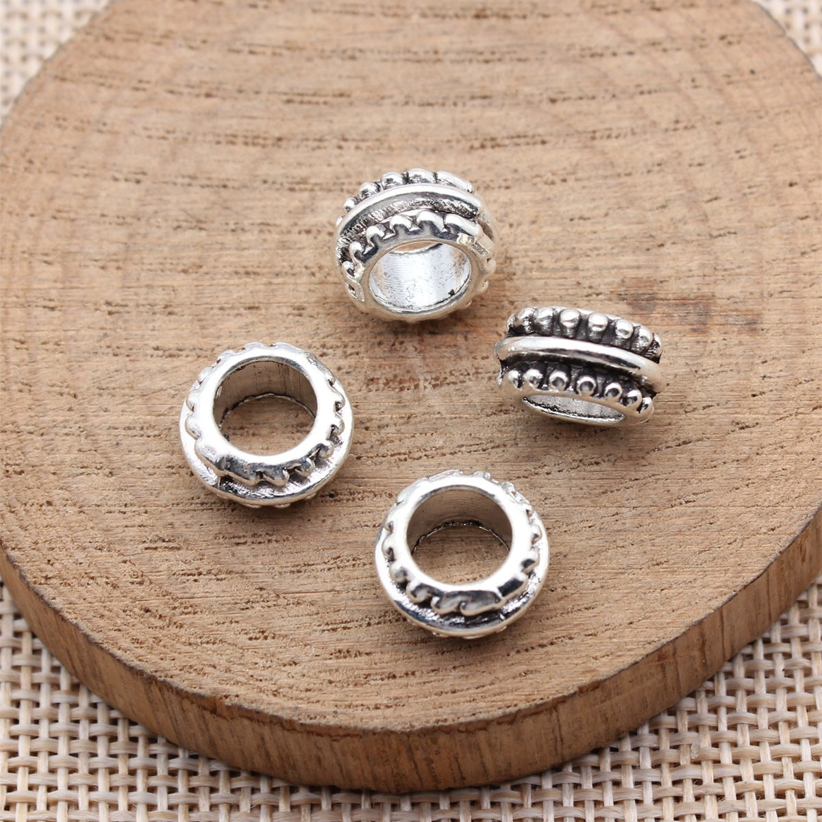 11x11x6.2mm 1.55g Antique Silver Zinc Alloy Large Hole Spacer Beads for DIY Bracelet Necklace Jewelry